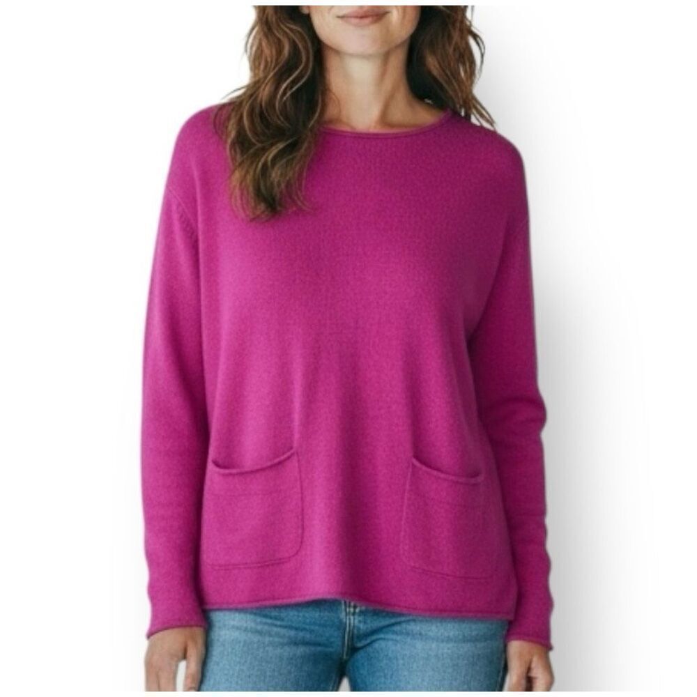 ✨J.Jill Pink Front-Pocket Lightweight Knit Sz Medium Sweater✨